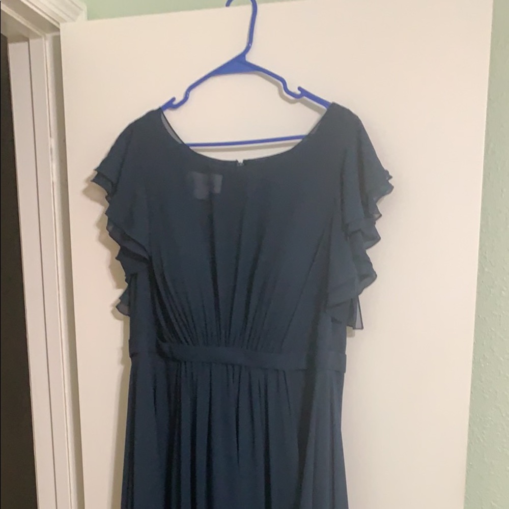 Navy Azazie bridesmaid dress floor length
